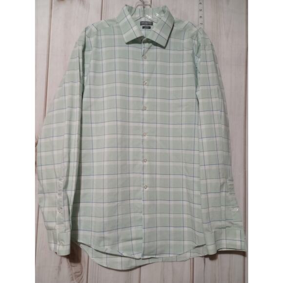 Van Heusen Shirt Mens XL Plaid Button Down Slim‎ Fit Stretch Long Sleeve Casual - Picture 1 of 9
